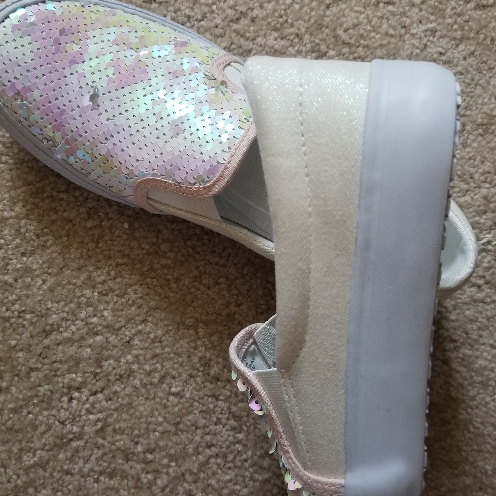 Iridescent silver flip sequin glitter canvas slip - Picture 12 of 12